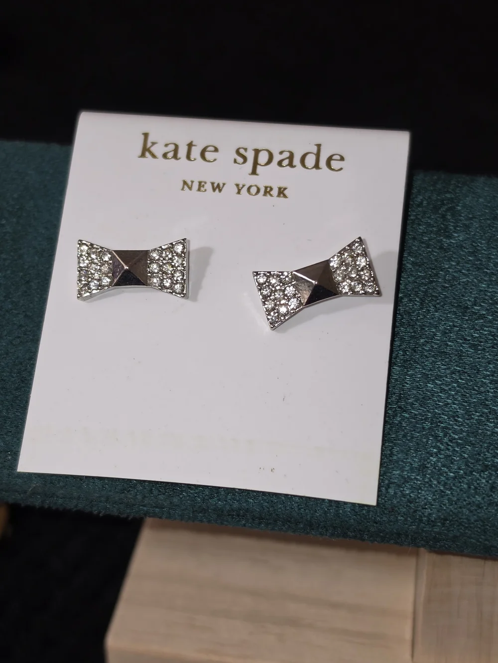 kate spade White and Silver Marbled Bow Stud Earrings